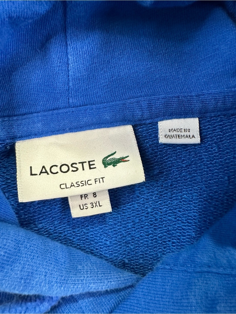 Lacoste Men’s Blue Hooded Sweatshirt with Crocodile Logo Classic Fit Size 3XL - Picture 2 of 15